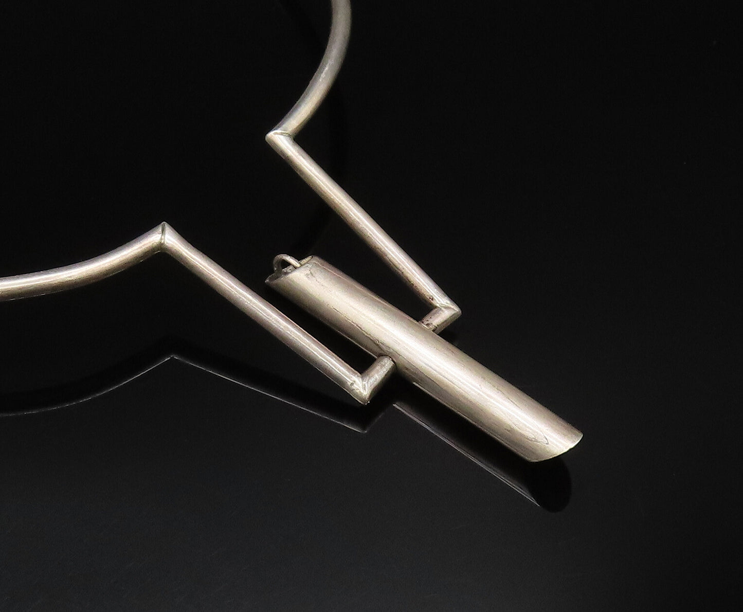 ALFRED KARRAM 925 Silver  Vintage Modernist Pole Detail Collar Necklace NE3964