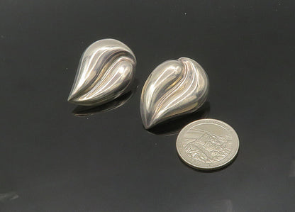 TURE 925 Sterling Silver  Vintage Shiny Floral Leaf Drop Earrings  EG10268