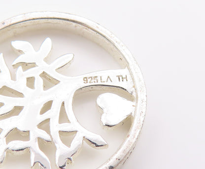 925 Sterling Silver Vintage Pendant Modernist Cutout Tree Of Life Charm  PT24627