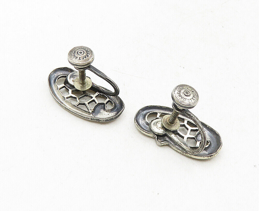 DANECRAFT 925 Silver  Vintage Petite Floral Swirl Non Pierce Earrings  EG4992