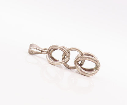 925 Sterling Silver Vintage Pendant Solid Interlocked Cutout Rings PT23429