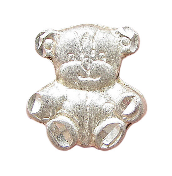 925 Sterling Silver  Vintage Etching Detail Teddy Bear Pendant  PT1343