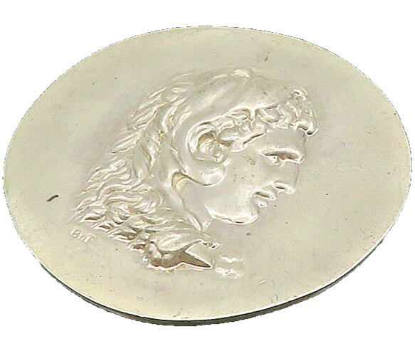 Bn F ECHO 925 Sterling Silver Vintage Heavy Ancient Figure Coin Medal TR3218
