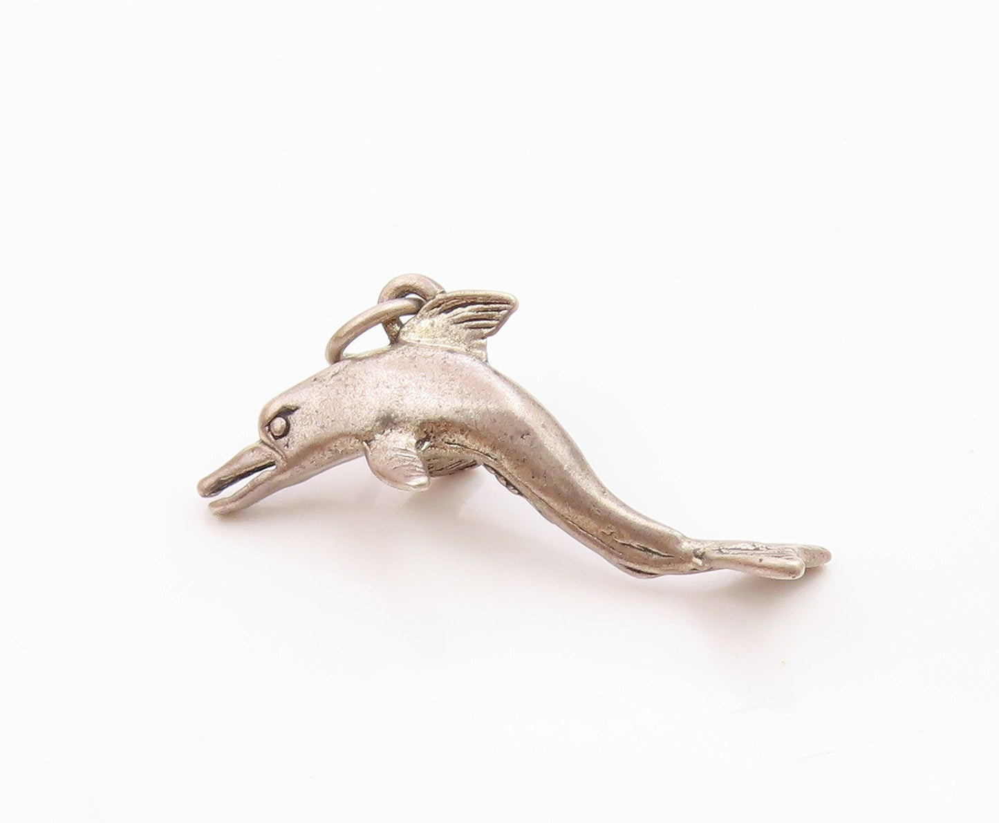 925 Sterling Silver Vintage Pendant 3D Miniature Carved Dolphin Charm  PT2255