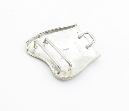 MEXICO 925 Sterling Silver  Vintage Etched Abstract Design Belt Buckle  TR1261