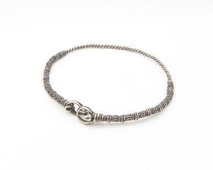 925 Sterling Silver  Vintage Heavy Swirl Twist Pattern Collar Necklace  NE2952