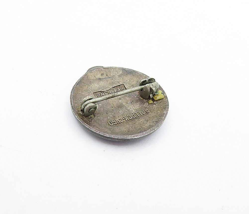POLLACK CHICAGO 925 Silver  Vintage Enamel Coated Shield Brooch Pin  BP1708
