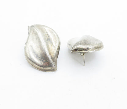 MEXICO 925 Sterling Silver  Vintage Shiny Hollow Leaf Drop Earrings  EG2695