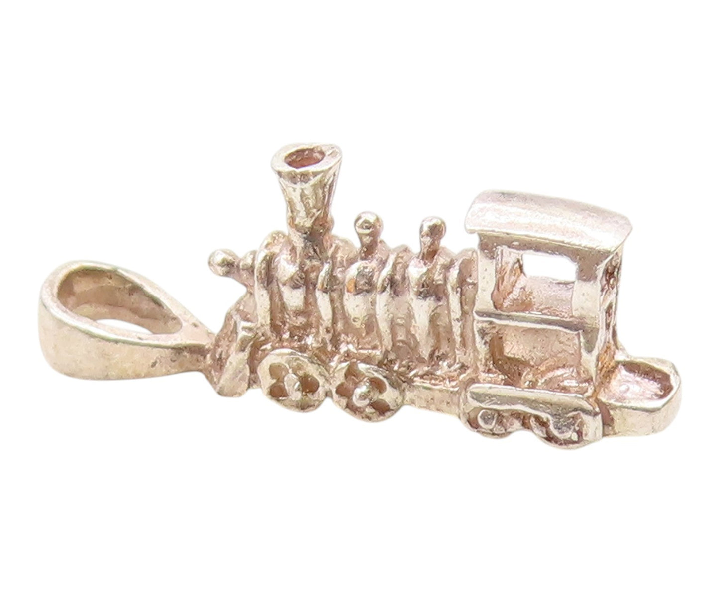 925 Sterling Silver  Vintage Petite Shiny Steam Train Pendant  PT18170