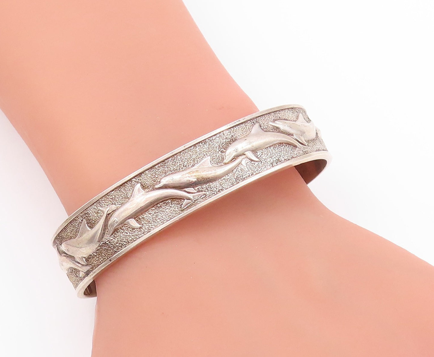 925 Sterling Silver Vintage Bracelet KABANA Swimming Delphine Family  BT11192