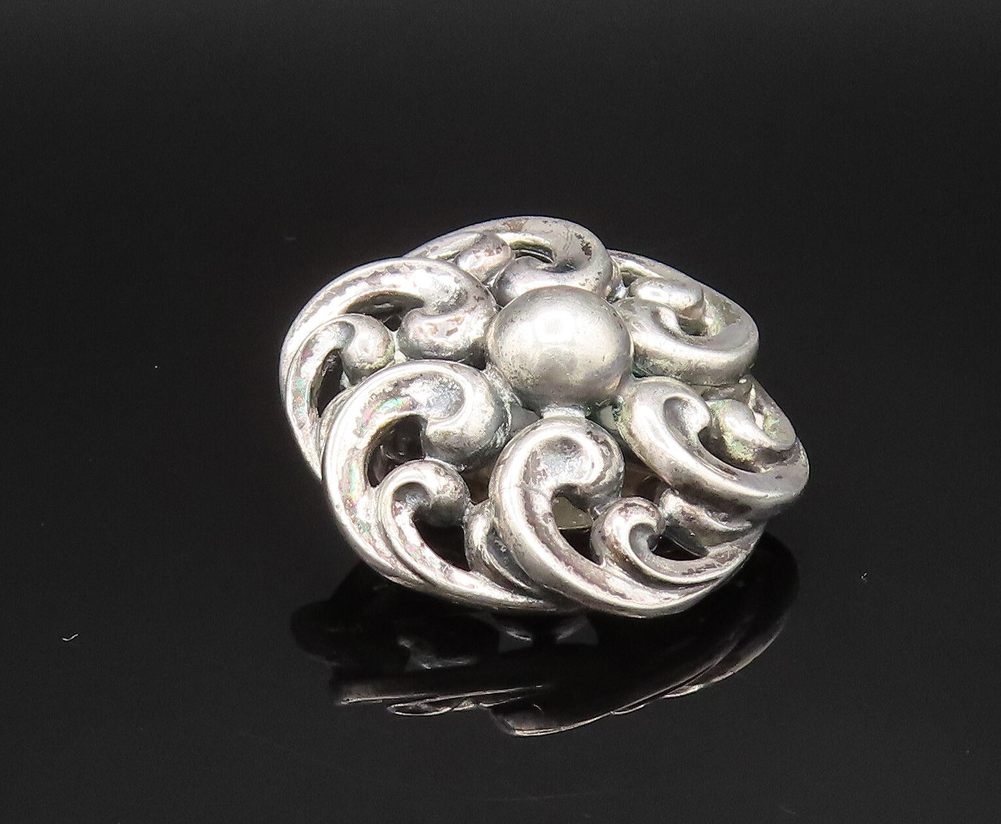 DANECRAFT 925 Silver  Vintage Spiral Floral Non Pierced Earrings  EG11823