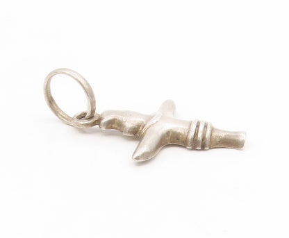 925 Sterling Silver Vintage Pendant Modernist Solid Inukshuk Charm  PT25667