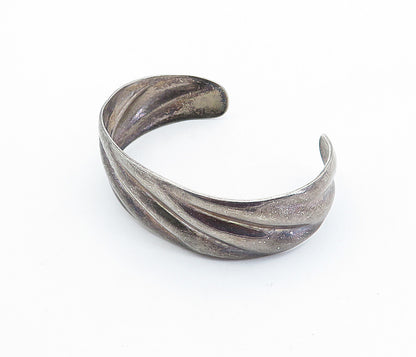 MEXICO 925 Sterling Silver  Vintage Dark Tone Fluted Cuff Bracelet  BT1452