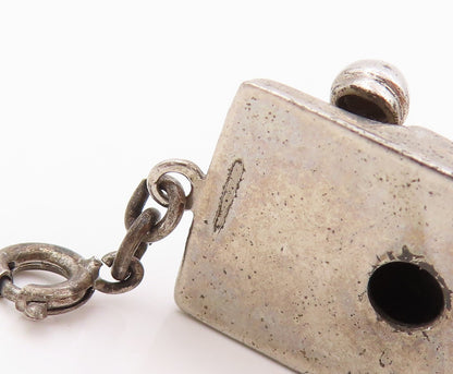 925 Sterling Silver Vintage Pendant Carved Antique Landline Phone Charm  PT23918