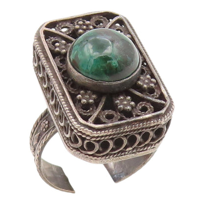 925 Sterling Silver Vintage Ring ISRAEL Eilat Stone Openwork Band  Sz 9  RG35671