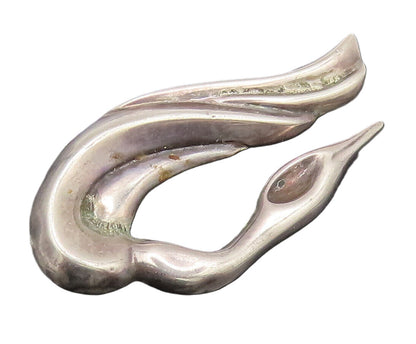 MEXICO 925 Sterling Silver  Vintage Swirly Carved Swan Brooch Pin  BP10484