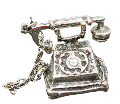 925 Sterling Silver  Vintage Petite Old Fashioned Telephone Trinket  TR2812