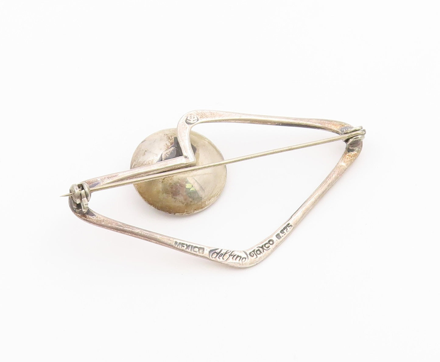 925 Sterling Silver Vintage Brooch Pin DELFINO MEXICO Pearl Orbit  BP12587