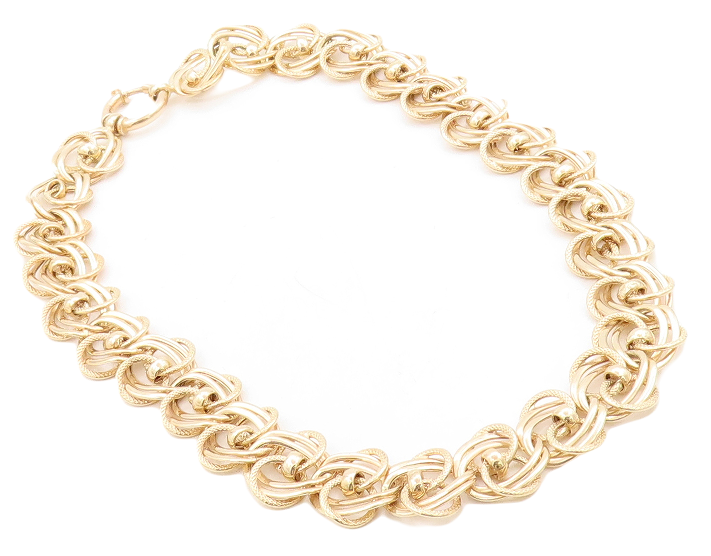 925 Sterling Silver Vintage Necklace Gold Plated Cutout Interlocked Rings NE4410