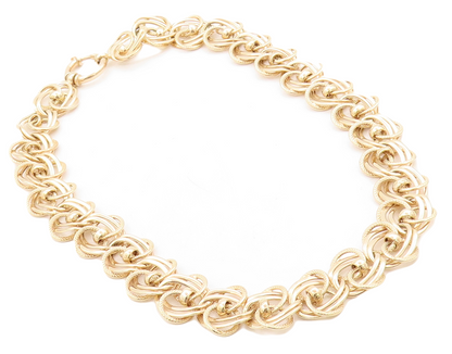 925 Sterling Silver Vintage Necklace Gold Plated Cutout Interlocked Rings NE4410