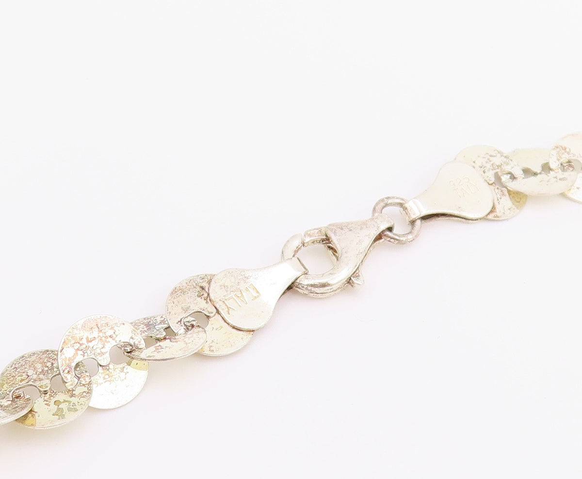 925 Sterling Silver Vintage Necklace MILOR Classic Disc Statement Chain  NE4894