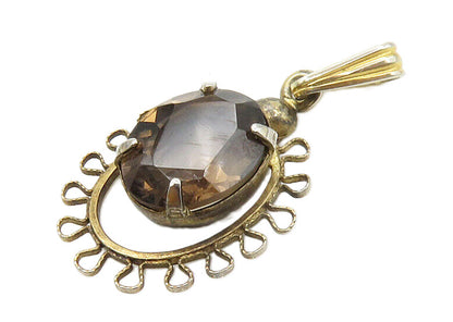 SORRENTO 925 Sterling Silver  Vintage Smoky Topaz Floral Pendant  PT11455