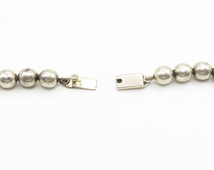 MEXICO 925 Sterling Silver  Vintage Smooth Shiny Beaded Chain Necklace  NE2376