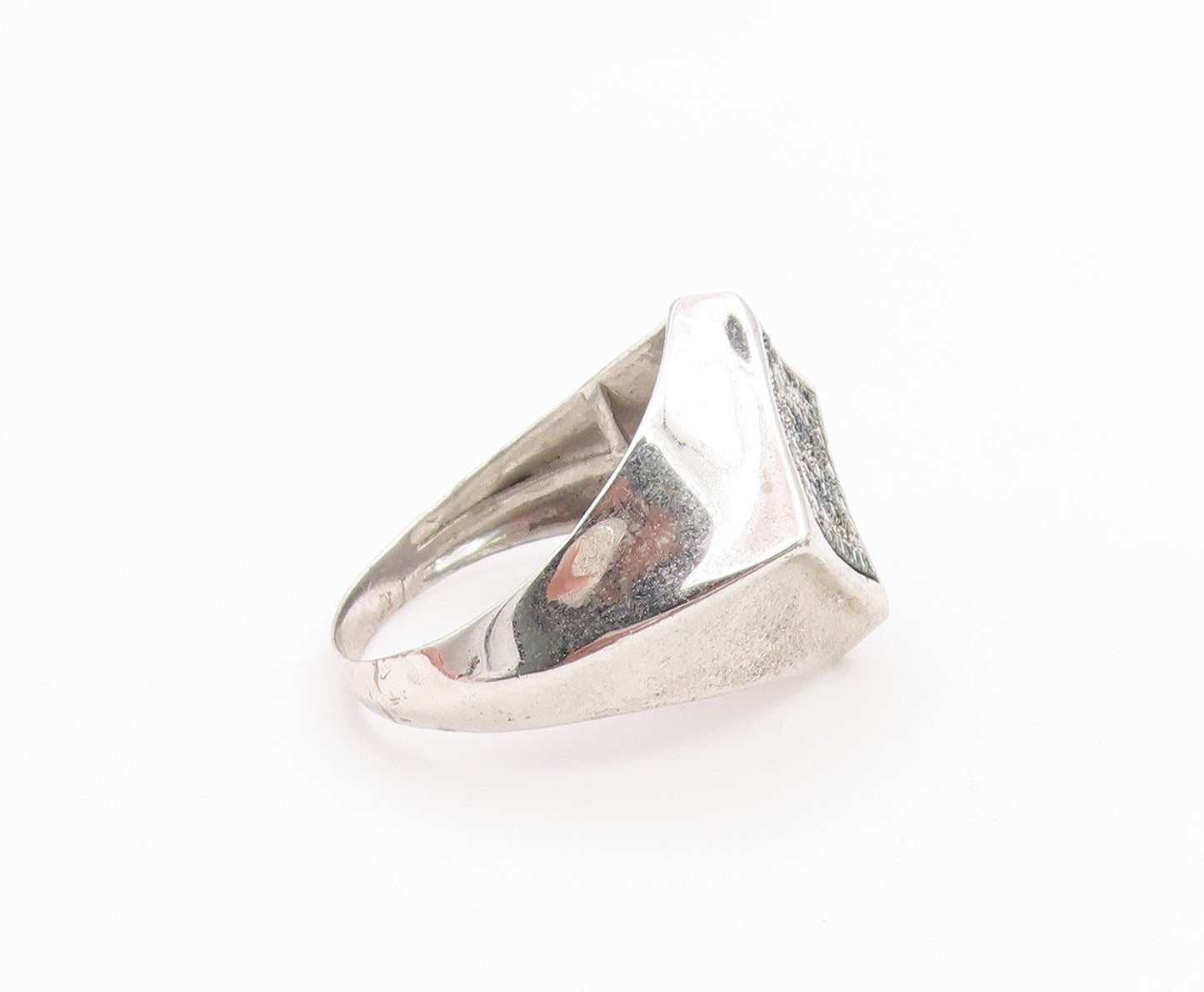 925 Sterling Silver Vintage Ring Real Diamonds Geometric Band  Sz 10.5  RG36679