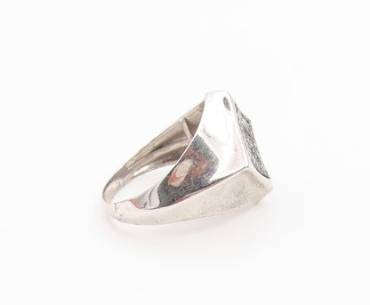 925 Sterling Silver Vintage Ring Real Diamonds Geometric Band  Sz 10.5  RG36679