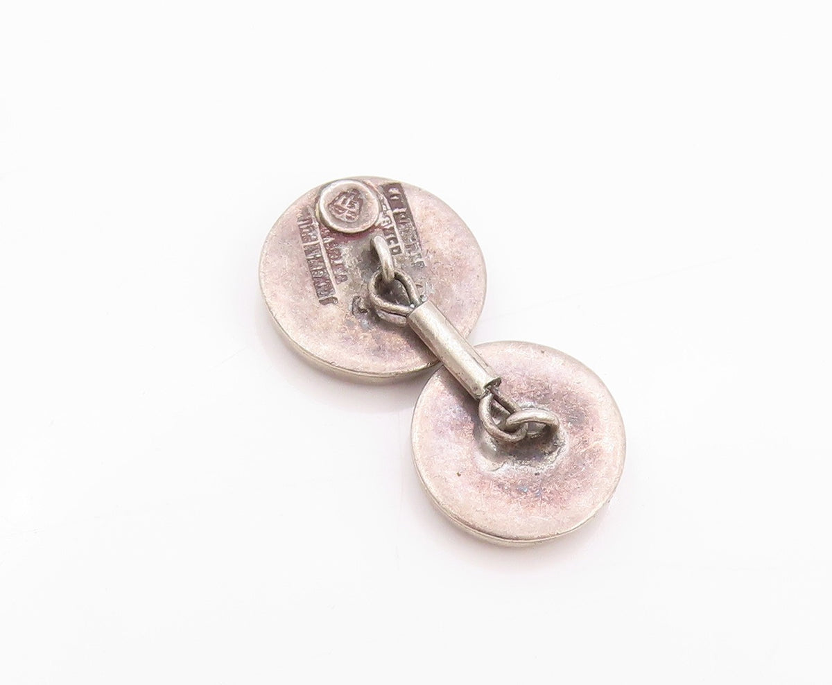 925 Sterling Silver Vintage Cuff Links MEXICO Nail Head Design Carved  TR3947