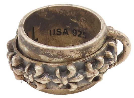 BERYLL USA 925 Silver  Vintage Carved Flower Band Solid Ring Sz 7.75  RG26881