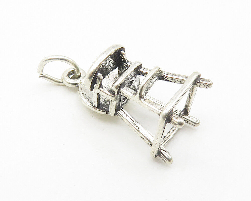 925 Sterling Silver  Vintage Shiny Petite Baby's High Chair Pendant  PT8438