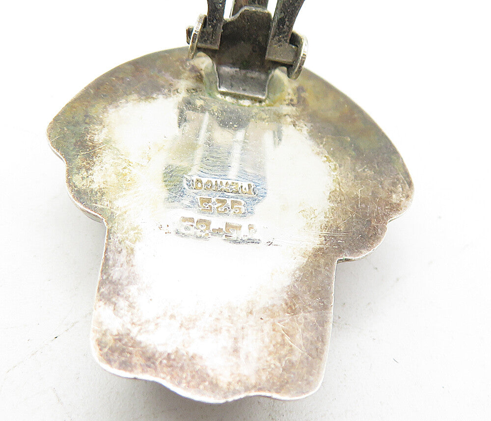 MEXICO 925 Sterling Silver  Vintage Fluted Design Non Pierce Earrings  EG3836