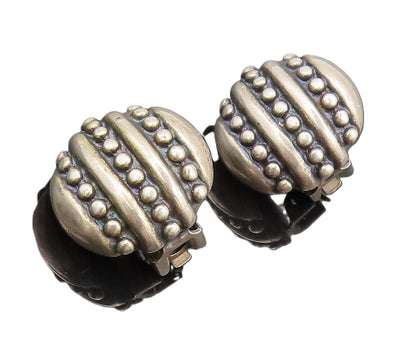 MONET 925 Silver  Vintage Beaded Sequence Round Press Back Earrings  EG12642