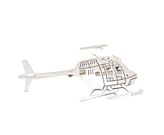 925 Sterling Silver Vintage Brooch MEXICO Etched Helicopter Design Cut  BP11666