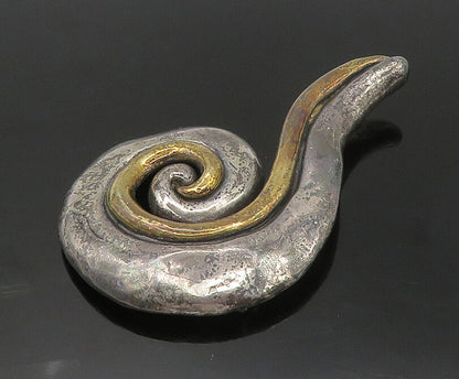 BAT AMI ISRAEL 925 Sterling Silver  Vintage Two Tone Spiral Brooch Pin  BP7023