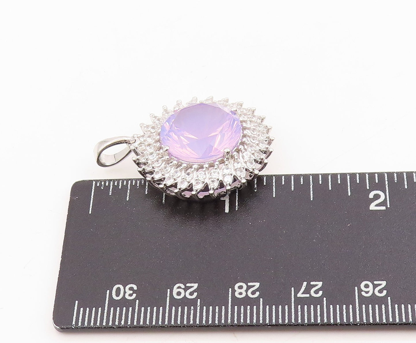 925 Sterling Silver Vintage Pendant Topaz & Halo CZ Sunflower Charm  PT25322