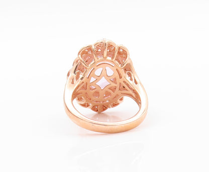 925 Sterling Silver Vintage Ring Rose Gold Plated Diamonds Amethyst Sz 7 RG32467