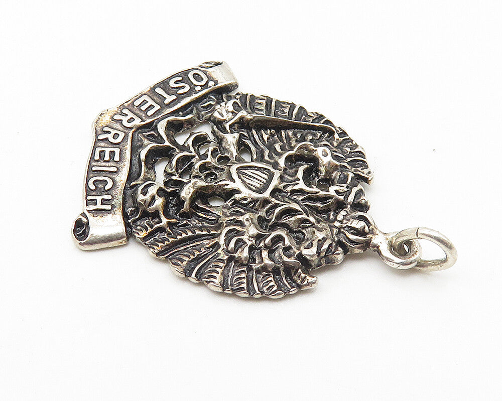 925 Sterling Silver  Vintage Osterreich Austria Emblem Drop Pendant  PT8328