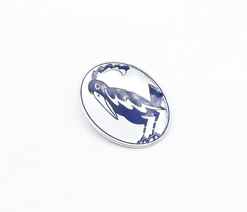 DESIGNER 925 Sterling Silver  Vintage Enamel Pelican Bird Brooch Pin  BP1258
