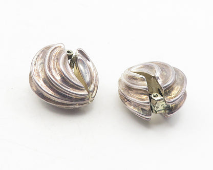 JORDAN SCHLANGER 925 Silver  Vintage Scalloped Non Pierce Earrings  EG6229