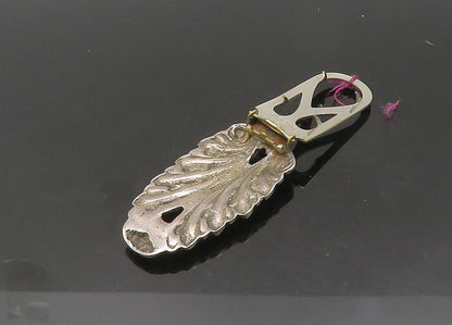 925 Sterling Silver  Vintage Shiny Floral Leaf Design Tie Clip  TR2942