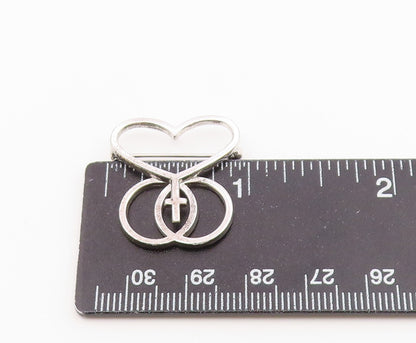 DIEGES & CLUST 925 Silver  Vintage Heart Circles & Cross Brooch Pin  BP9976