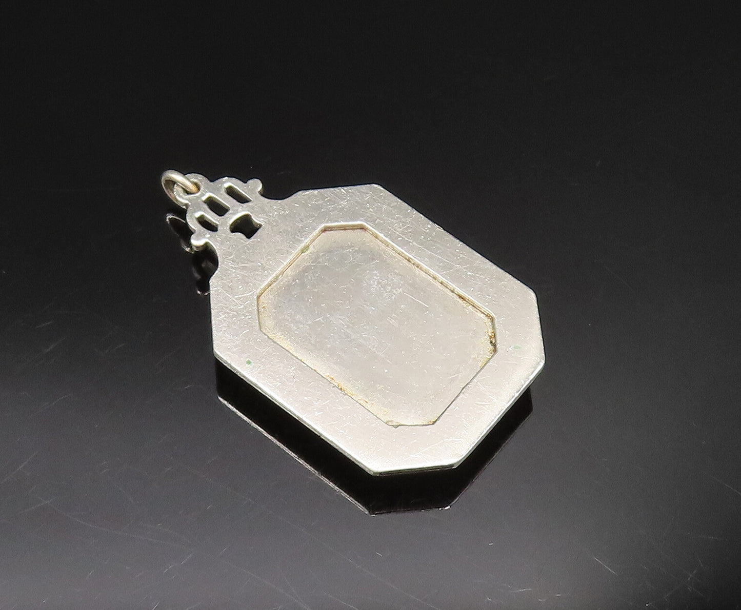 925 Silver  Vintage Victorian Amazonite & Cubic Zirconia Pendant  PT21006