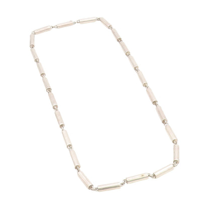 925 Sterling Silver Vintage Necklace Minimalist Geometric Cylinder Link   NE4725