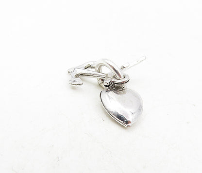 925 Sterling Silver  Shiny Love Heart Religious Cross Anchor Pendant  PT6764