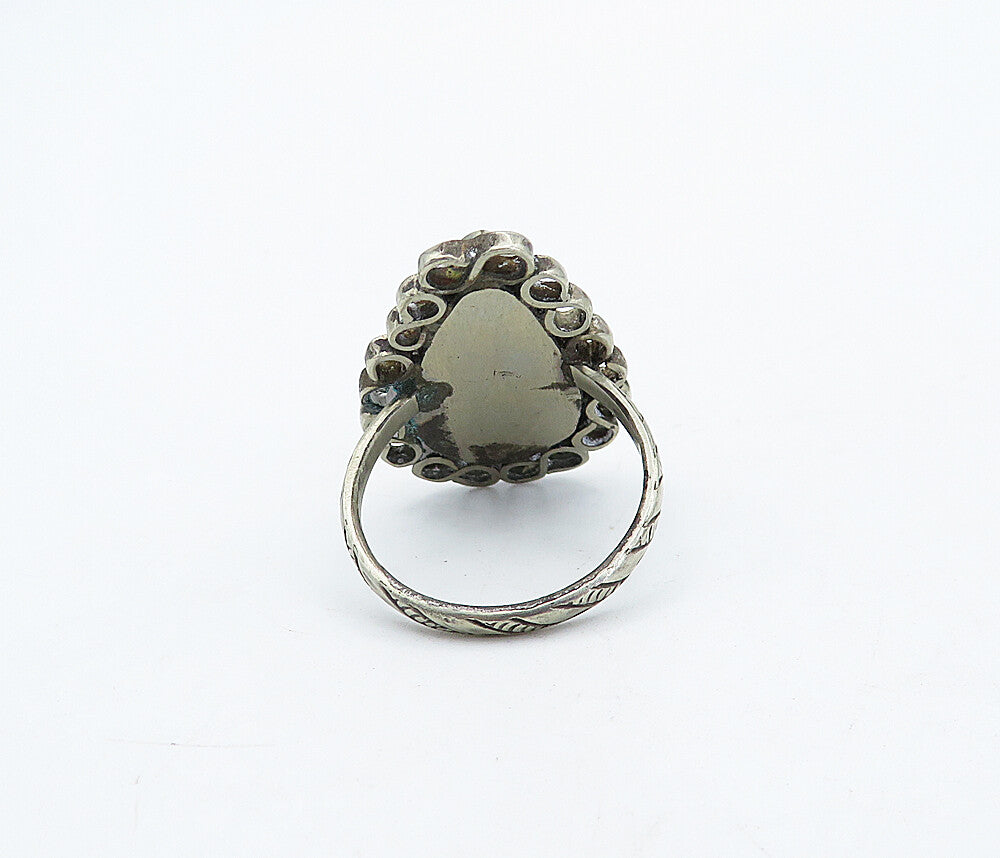 925 Sterling Silver  Vintage Tear Drop Blue Jasper Cocktail Ring Sz 8.5 RG4483