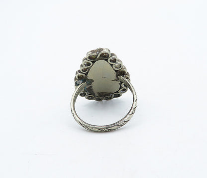 925 Sterling Silver  Vintage Tear Drop Blue Jasper Cocktail Ring Sz 8.5 RG4483