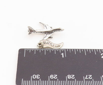 925 Sterling Silver Vintage Pendant Miniature Jet Plane Seattle Charm  PT26051