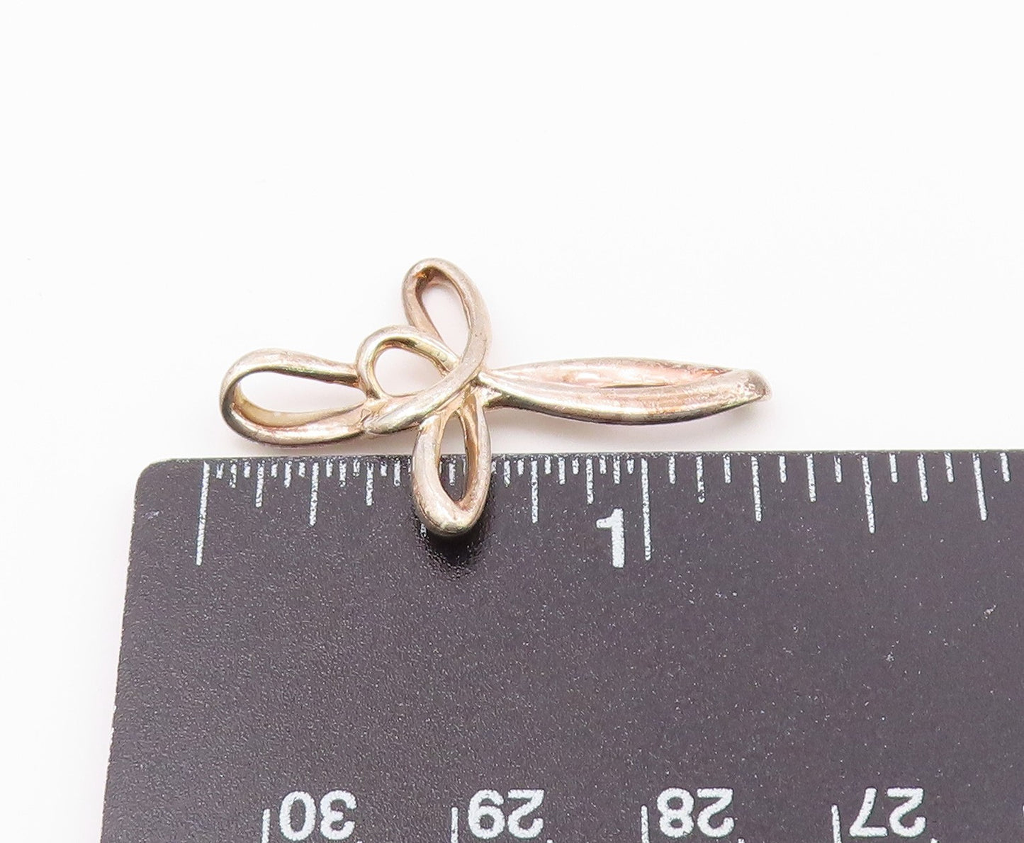 925 Silver  Vintage Twisted Religious Cross & Engraved Message Pendant PT20974